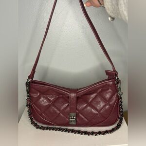 Steve Madden Quilted Shoulder Bag in Burgundy